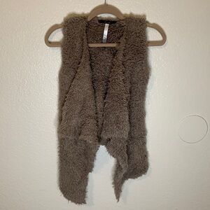 KENSIE SHAG OPEN FRONT VEST CARDIGAN